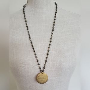 Beaucoup Designs Beaded Necklace with Gold Medallion